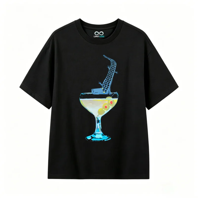 Remera Algodón Estampado Cocodrilo Martini Diseño Urbano Prem