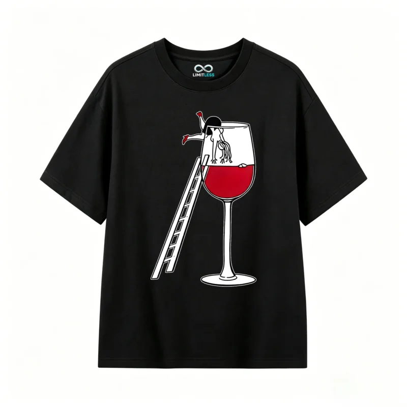 Remera Algodón Estampa Copa Vino Tinto Diseño Original Premium