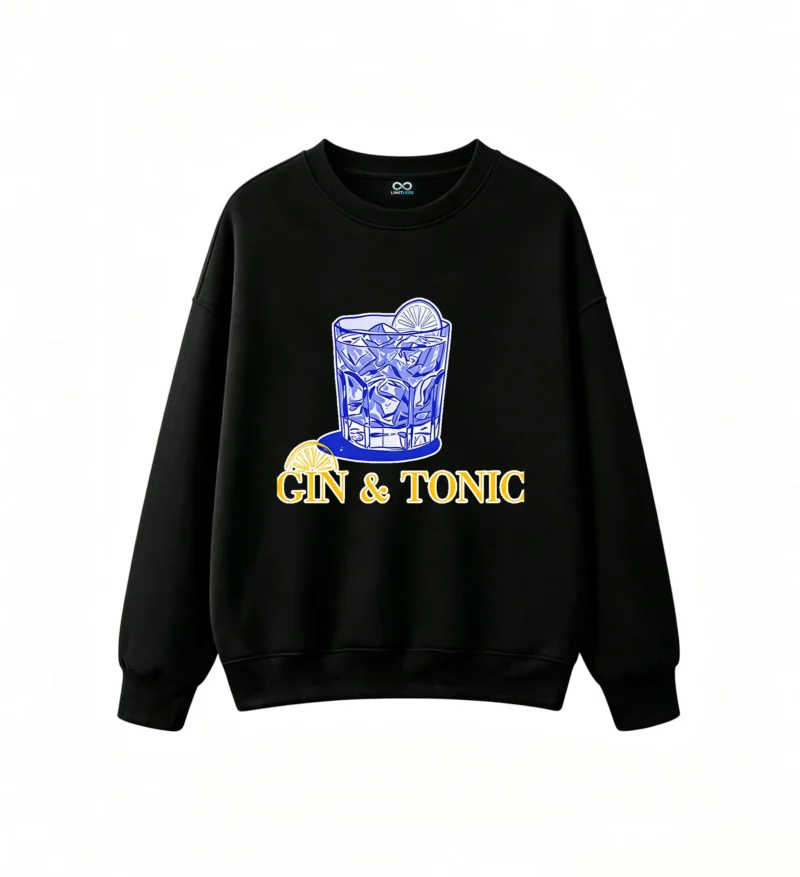 Buzo Cuello Redondo Algodón Estampada Gin Tonic Bebida Cóctel Original