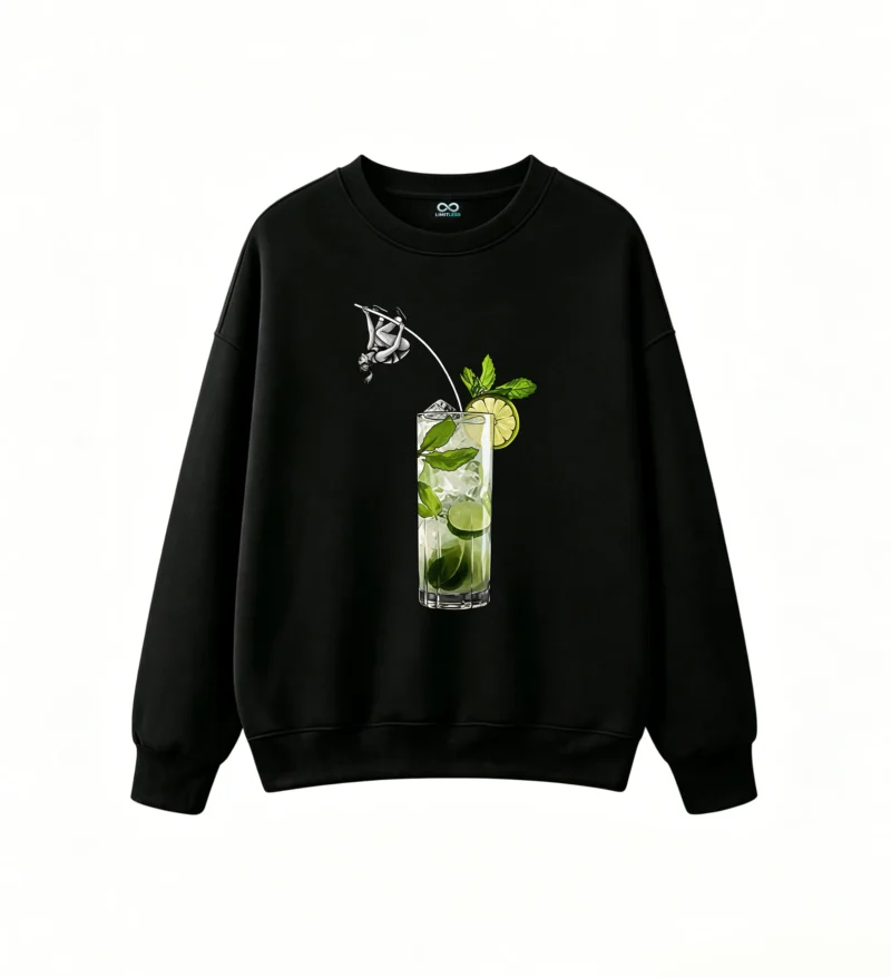 主图_1 Buzo Cuello Redondo Algodón Estampado Mojito Trago Diseño Verano Premium