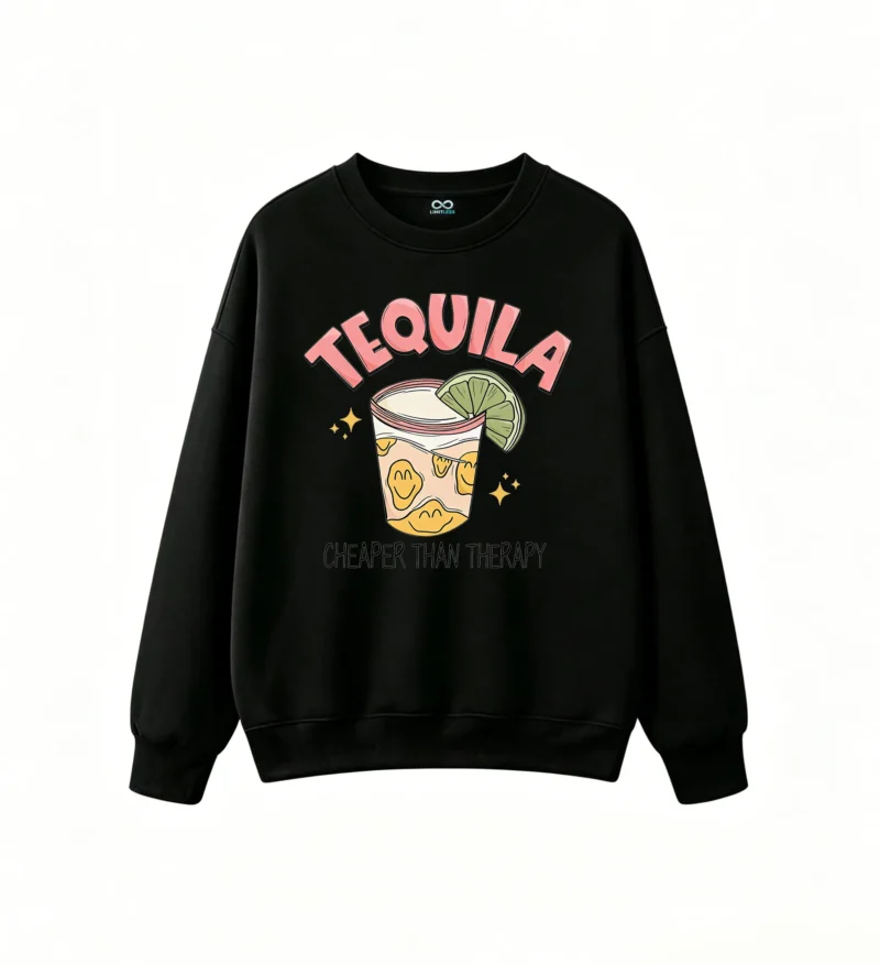 主图_1 Buzo Cuello Redondo Algodón Estampada Tequila Smile Vintage Oversize
