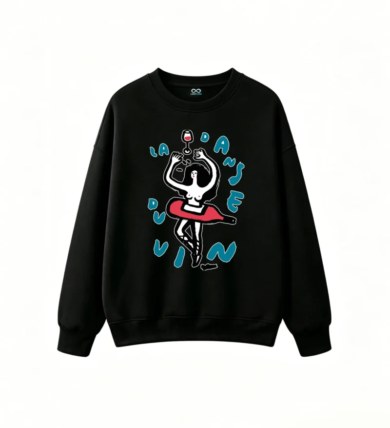主图_1 Buzo Cuello Redondo Algodón Estampado Vino Arte Diseño Casual Premium