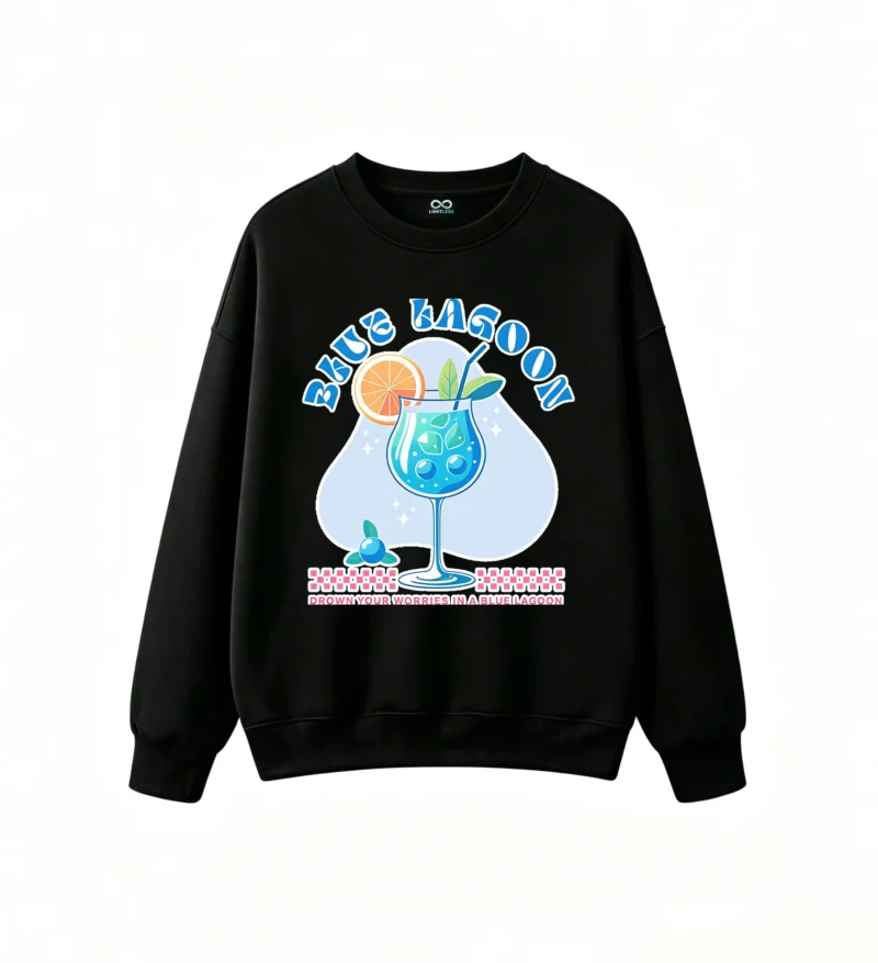 主图_1 Buzo Cuello Redondo Algodón Estampado Blue Lagoon Trago Playa Verano