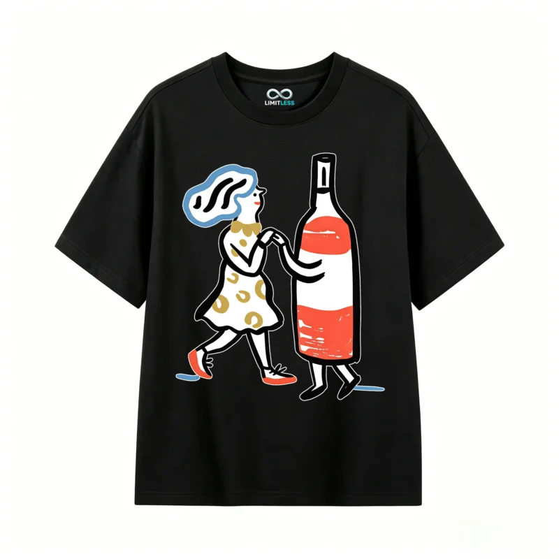 主图_1 Remera Algodón Estampada Vino Arte Abstracto Diseño Moderno