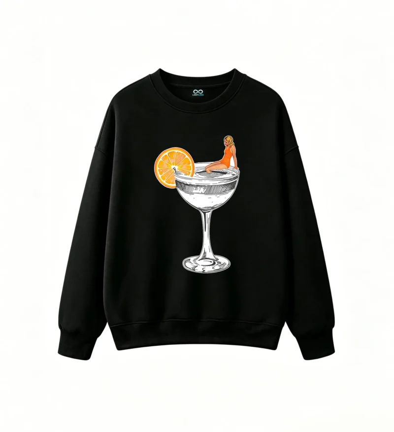 Buzo Cuello Redondo Algodón Estampada Coctel Naranja Vintage Premium