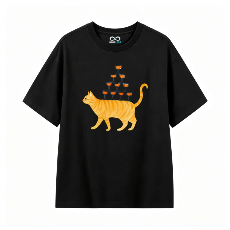 Remera Algodón Estampada Gato Copas Diseño Original Casual