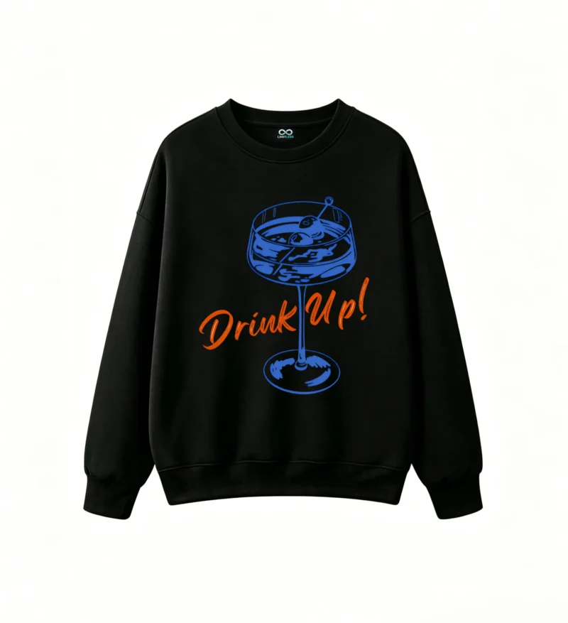 主图_1 Buzo Cuello Redondo Algodón Estampada Cocktail Drink Up Diseño Original