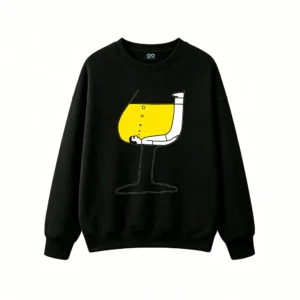 主图_1 Buzo Cuello Redondo Algodón Estampada Copa Vino Arte Minimalista Premium