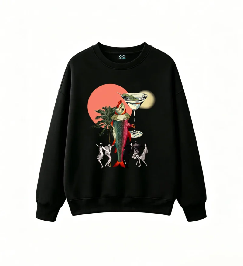 Buzo Cuello Redondo Algodón Estampada Arte Surrealista Fiesta Retro Cool