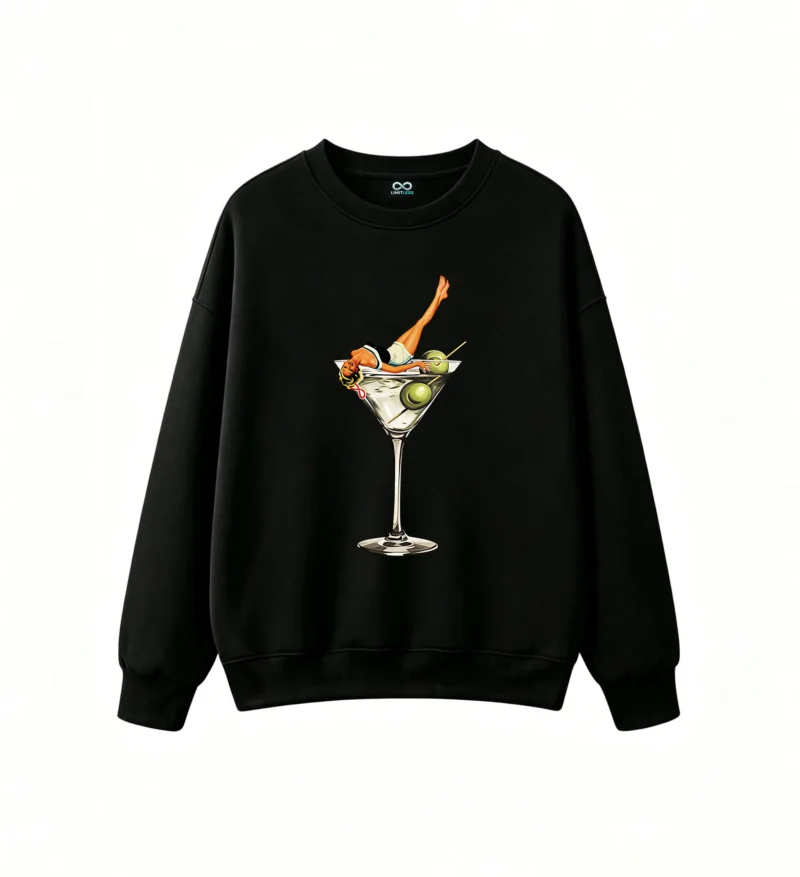 Buzo Cuello Redondo Algodón Estampada Martini Retro Diseño Exclusivo