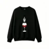 主图_1 Buzo Cuello Redondo Algodón Estampado Vino Copa Diseño Minimalista Premium