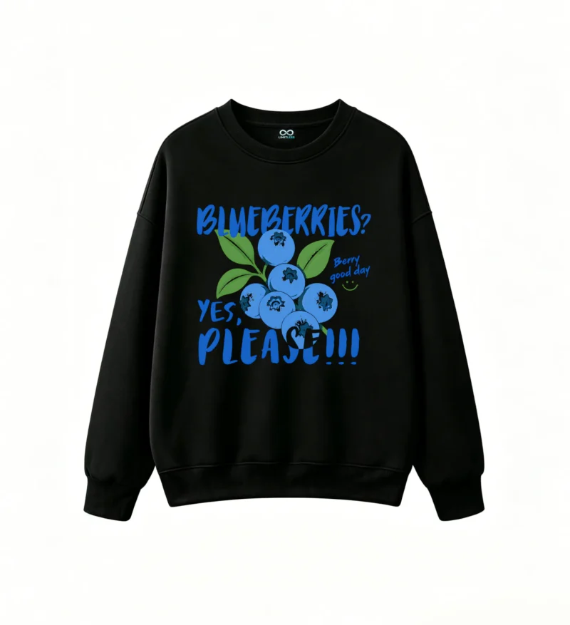 Buzo Cuello Redondo Algodón Estampada Arándanos Frutas Casual Urbano