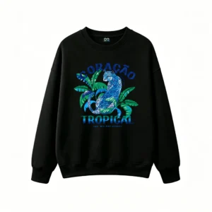 主图_1 Buzo Cuello Redondo Algodón Estampado Leopardo Tropical Diseño Urbano