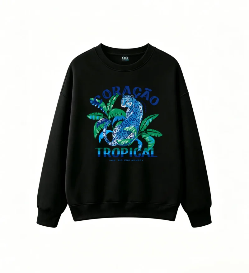 主图_1 Buzo Cuello Redondo Algodón Estampado Leopardo Tropical Diseño Urbano
