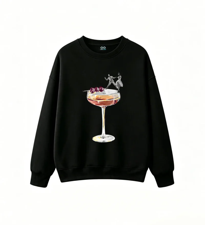 Buzo Cuello Redondo Algodón Estampado Cocktail Retro Diseño Exclusivo