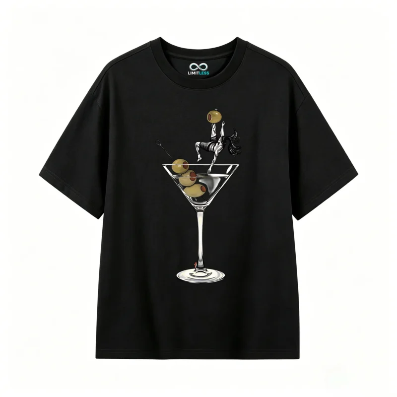 Remera Algodón Estampado Martini Aceitunas Diseño Original