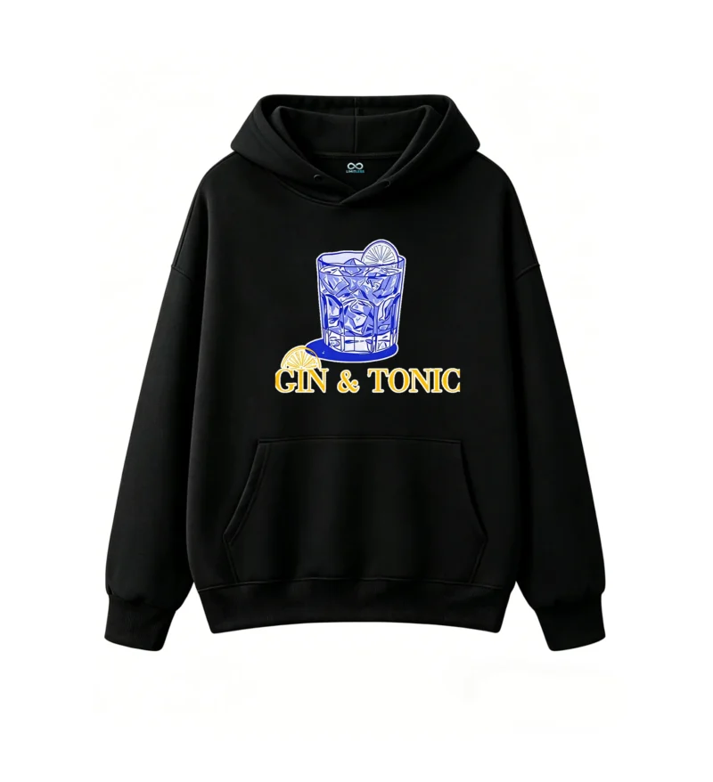 主图_1 Buzo con capucha Algodón Estampada Gin Tonic Bebida Cóctel Original