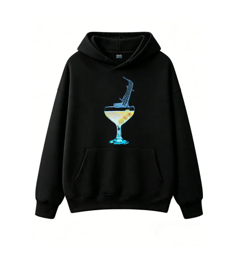 Buzo con capucha Algodón Estampado Martini Cocodrilo Casual Premium