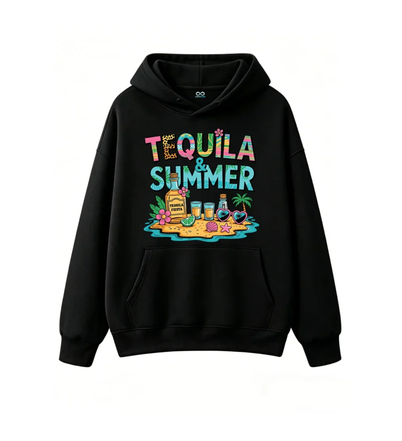 主图_1 Buzo con capucha Algodón Estampada Tequila Summer Playa Relax Casual