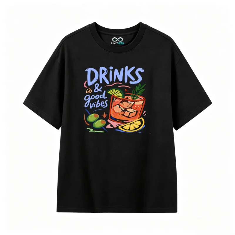 Remera Algodón Estampada Drinks Good Vibes Casual Premium
