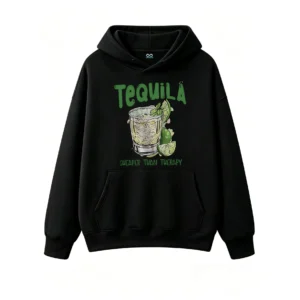 Buzo con capucha Algodón Estampado Tequila Frase Divertida Casual Premium