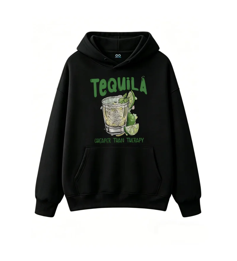 Buzo con capucha Algodón Estampado Tequila Frase Divertida Casual Premium