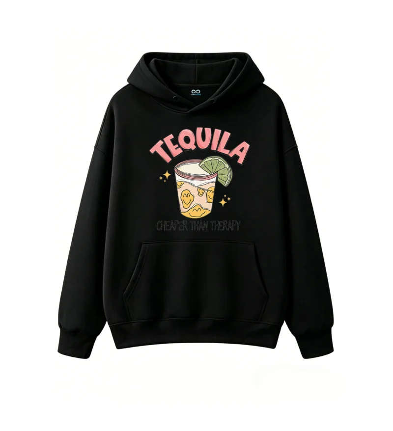 主图_1 Buzo con capucha Algodón Estampada Tequila Smile Vintage Oversize