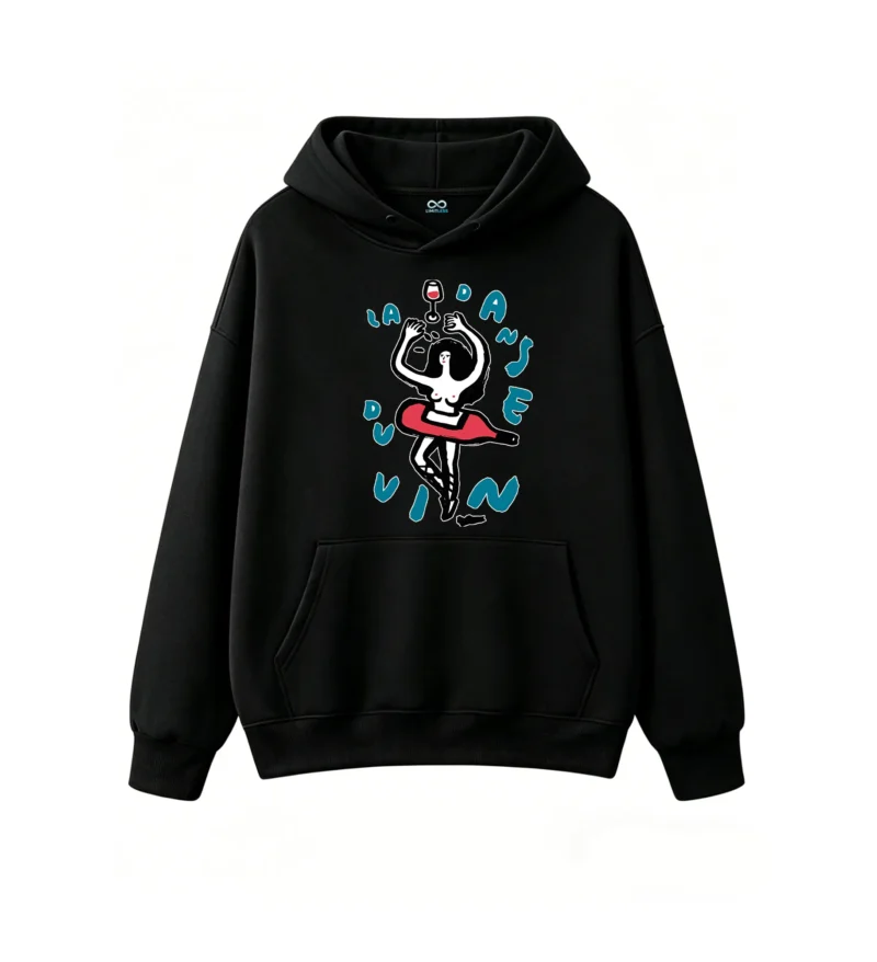 主图_1 Buzo con capucha Algodón Estampado Vino Arte Diseño Casual Premium
