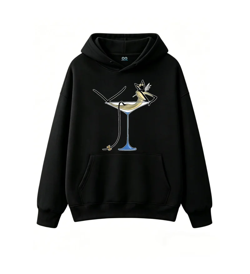 Buzo con capucha Algodón Estampado Gato Martini Premium Calidad Moda