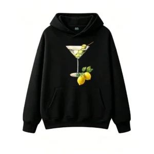 主图_1 Buzo con capucha Algodón Estampado Cóctel Martini Limón Diseño Casual
