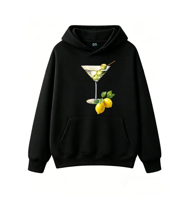 Buzo con capucha Algodón Estampado Cóctel Martini Limón Diseño Casual