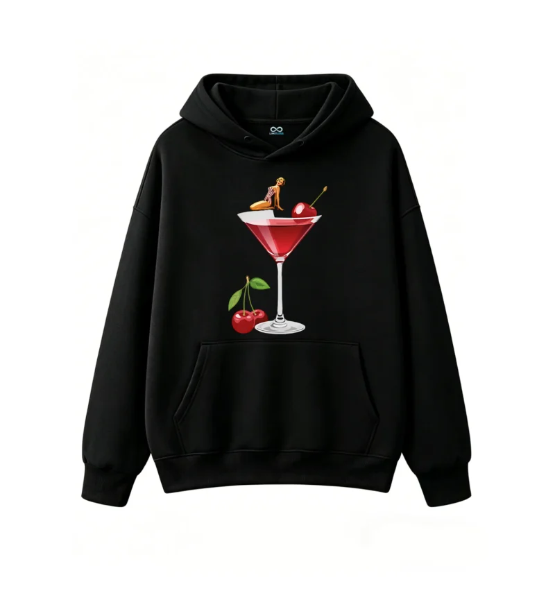 主图_1 Buzo con capucha Algodón Estampada Retro Cherry Cocktail Diseño Premium