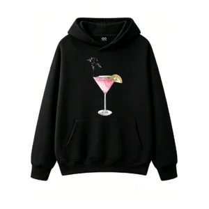 主图_1 Buzo con capucha Algodón Estampado Cóctel Martini Diseño Vintage Premium