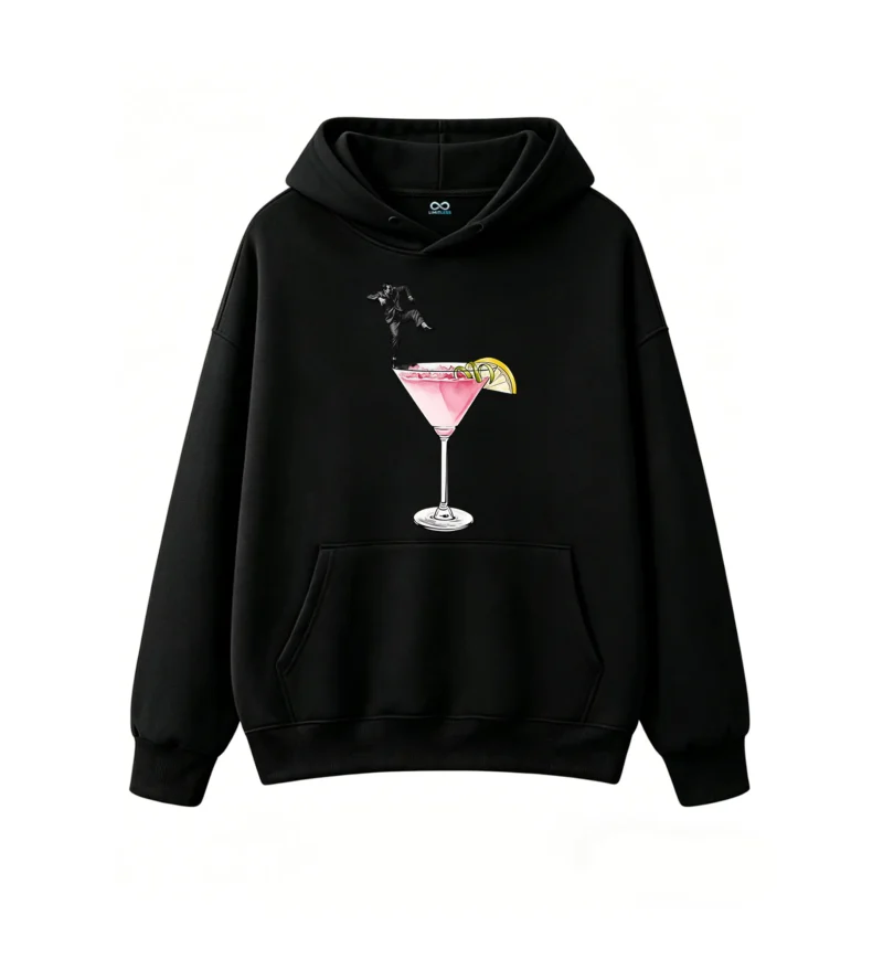 Buzo con capucha Algodón Estampado Cóctel Martini Diseño Vintage Premium