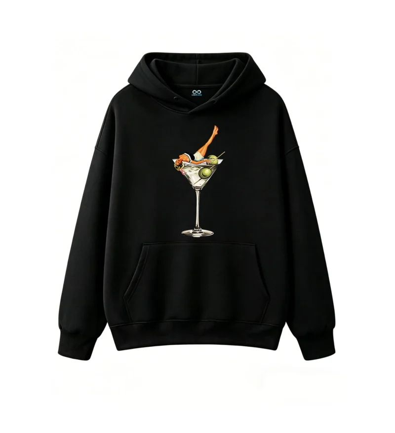 主图_1 Buzo con capucha Algodón Estampada Martini Retro Diseño Exclusivo