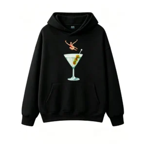 主图_1 Buzo con capucha Algodón Estampado Martini Retro Estilo Vintage Trendy