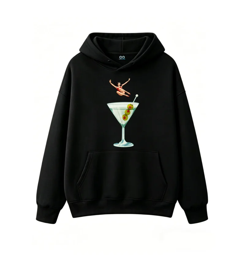 主图_1 Buzo con capucha Algodón Estampado Martini Retro Estilo Vintage Trendy