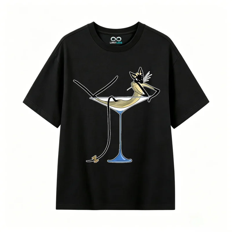Remera Algodón Estampado Gato Martini Premium Calidad Moda