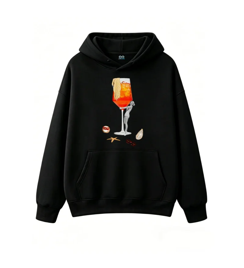 主图_1 Buzo con capucha Algodón Estampado Verano Drink Retro Oversize Premium