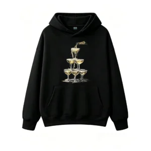 主图_1 Buzo con capucha Algodón Estampado Copas Champagne Diseño Festivo