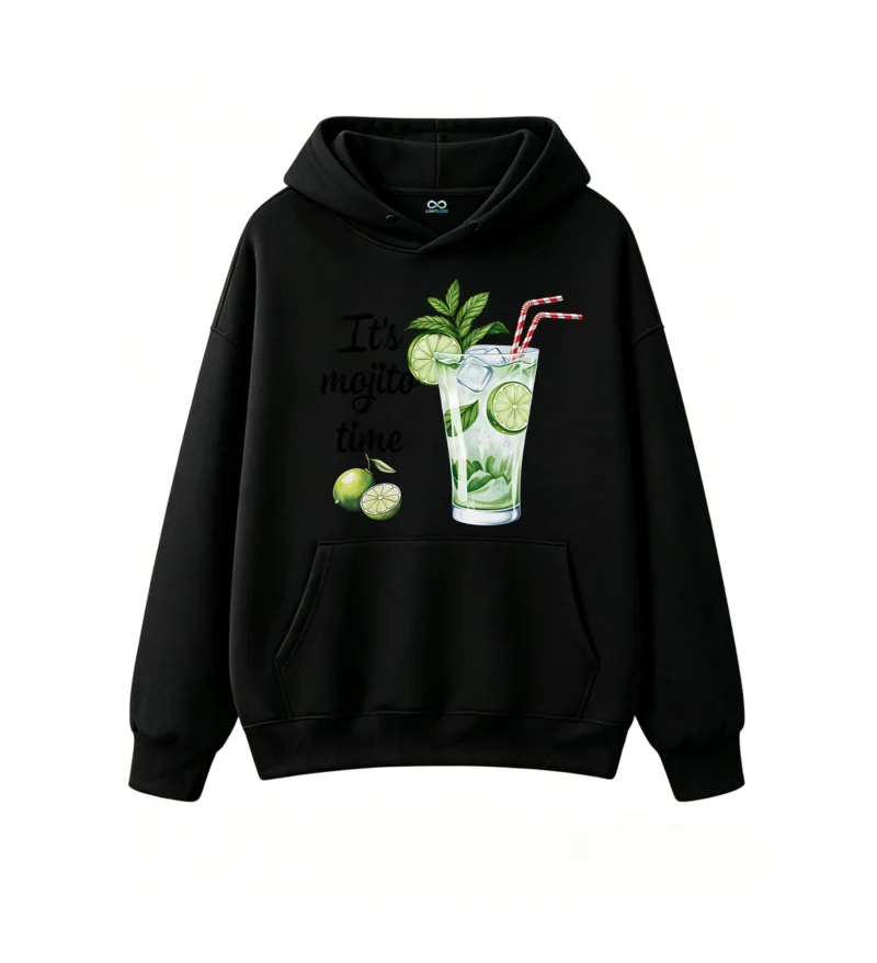 主图_1 Buzo con capucha Algodón Estampada Mojito Refrescante Verano Casual