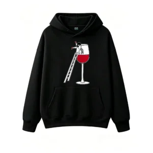 Buzo con capucha Algodón Estampa Copa Vino Diseño Casual Premium