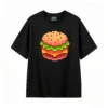 Remera Algodón Estampado Pixel Art Hamburguesa Gamer Premium