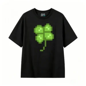 主图_1 Remera Algodón Estampado Trébol Pixel Art Casual Suave Premium