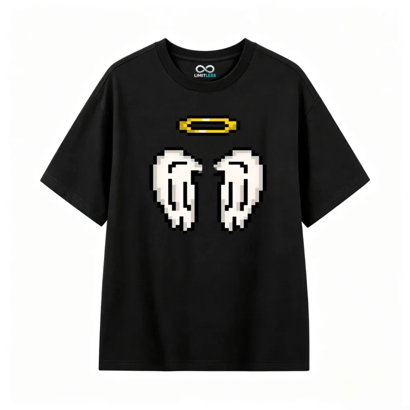Remera Algodón Estampado Pixel Art Alas Angel Premium Calidad