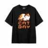 Remera Algodón Estampado Pixel Art Diseño Cat Day Premium