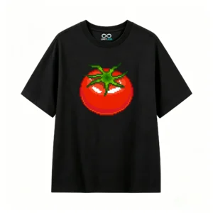 主图_1 Remera Algodón Estampado Pixel Art Tomate Diseño Retro Casual