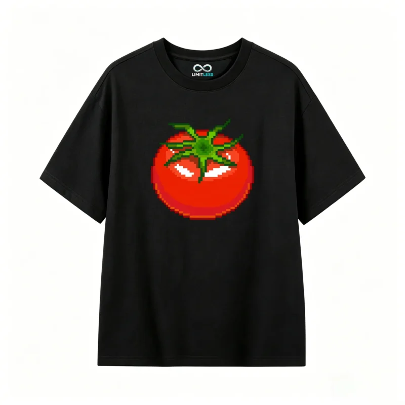 Remera Algodón Estampado Pixel Art Tomate Diseño Retro Casual