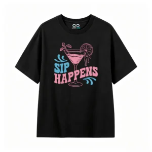 主图_1 Remera Algodón Estampado Cóctel Sip Happens Verano Casual