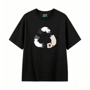 主图_1 Remera Algodón Estampado Gatos Pixel Art Casual Premium